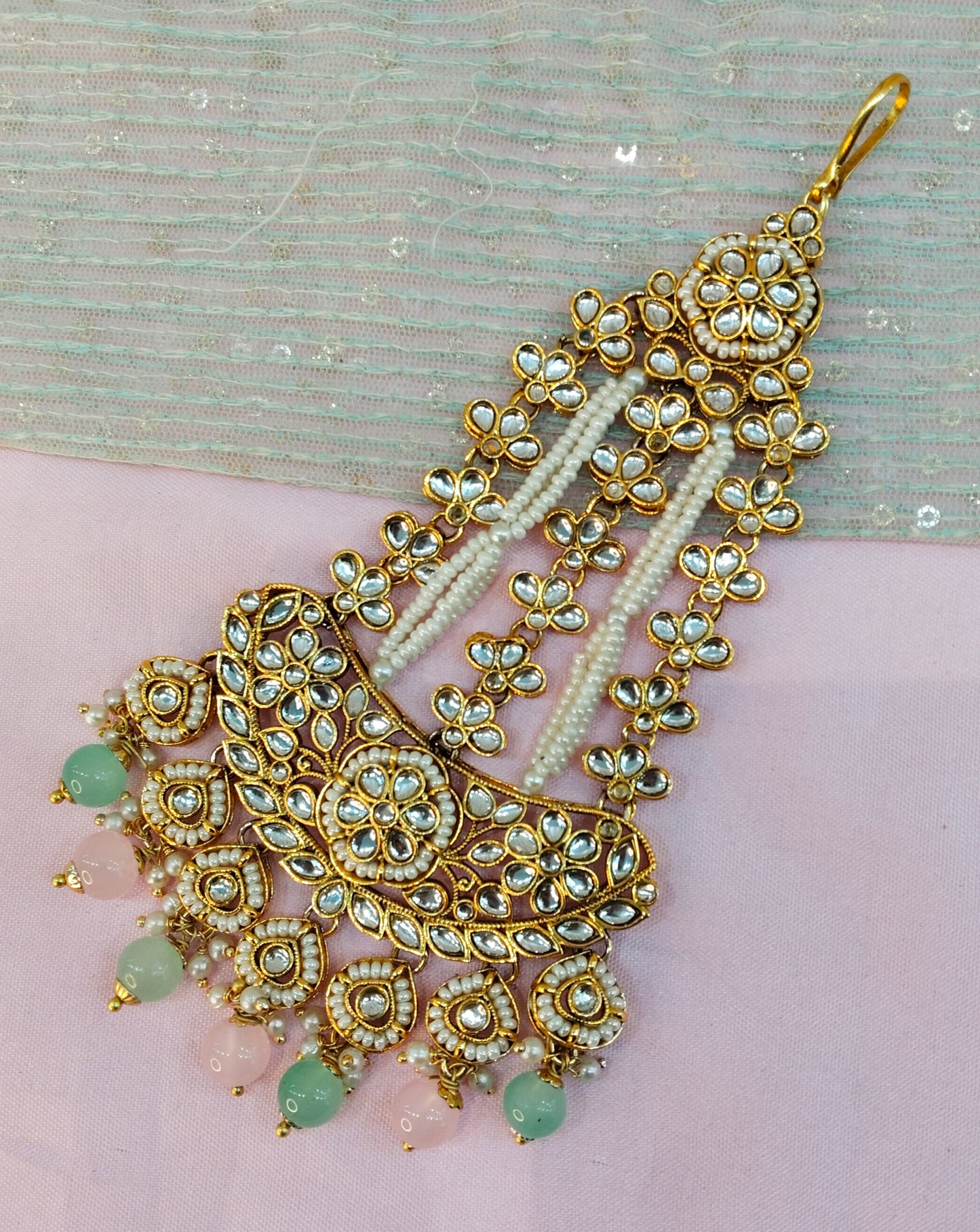 Kundan Jhumar Headpassa Bridal Passa/Pakistani side Headpiece