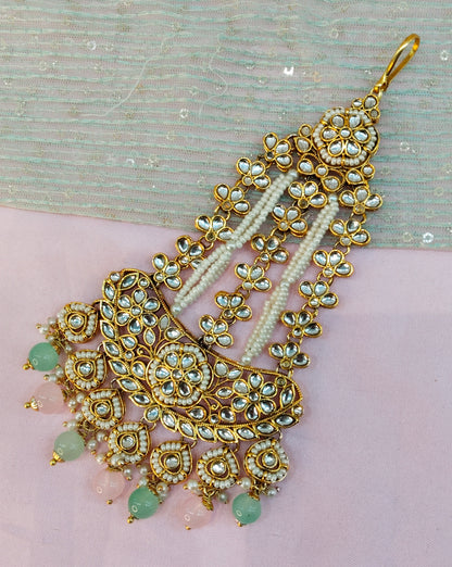 Kundan Jhumar Headpassa Bridal Passa/Pakistani side Headpiece