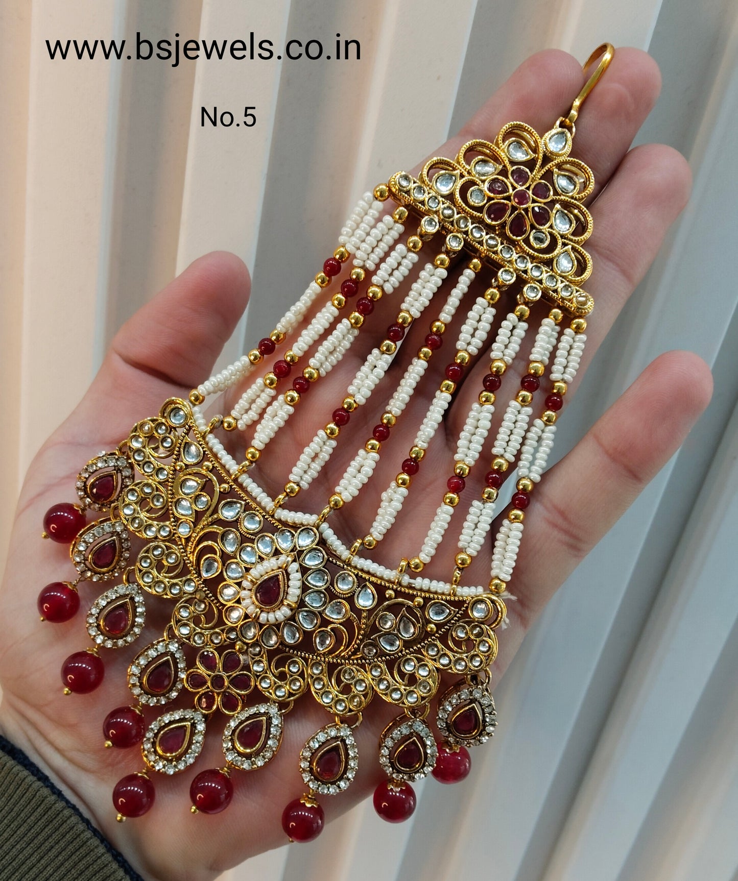 Kundan Jhumar Headpassa Bridal Passa/Pakistani side Headpiece