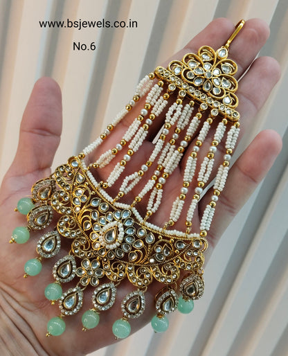 Kundan Jhumar Headpassa Bridal Passa/Pakistani side Headpiece