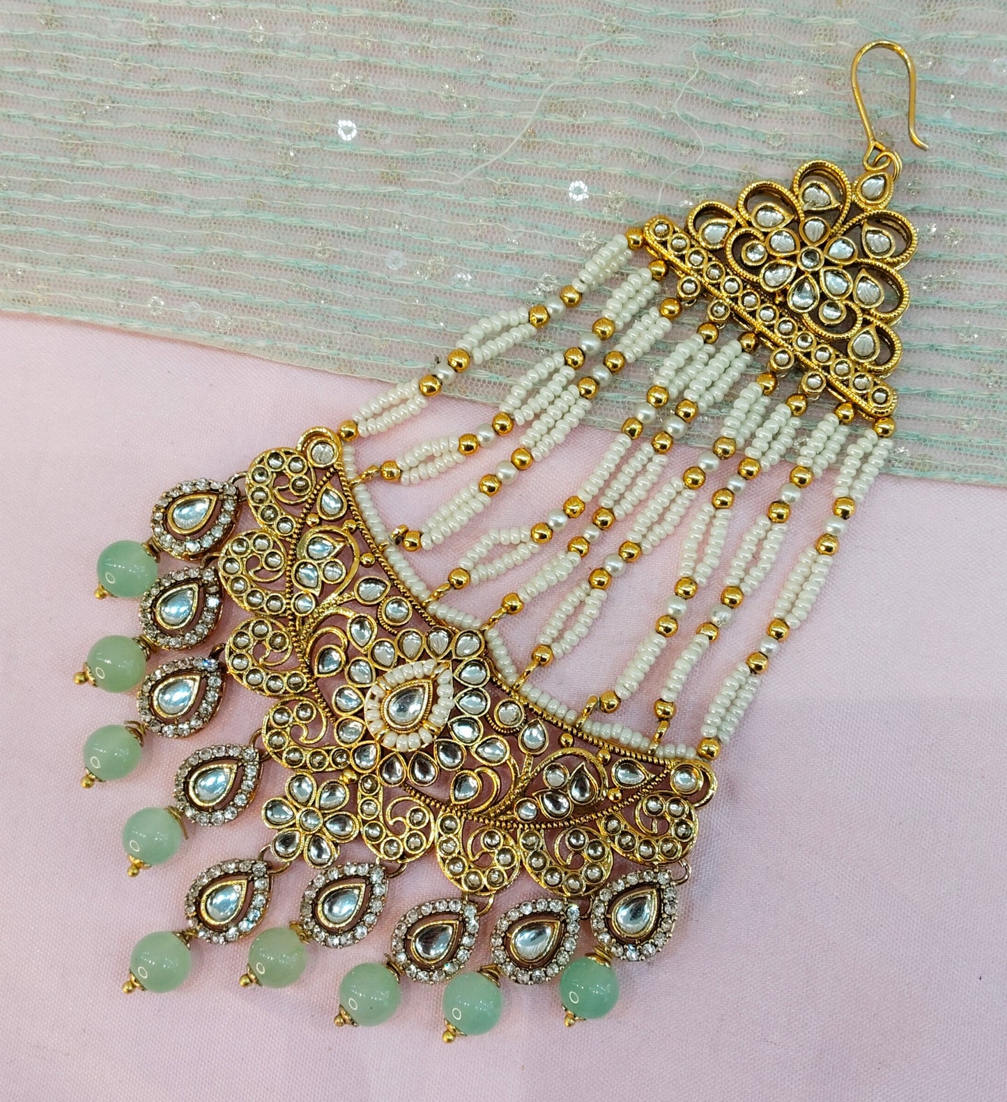 Kundan Jhumar Headpassa Bridal Passa/Pakistani side Headpiece