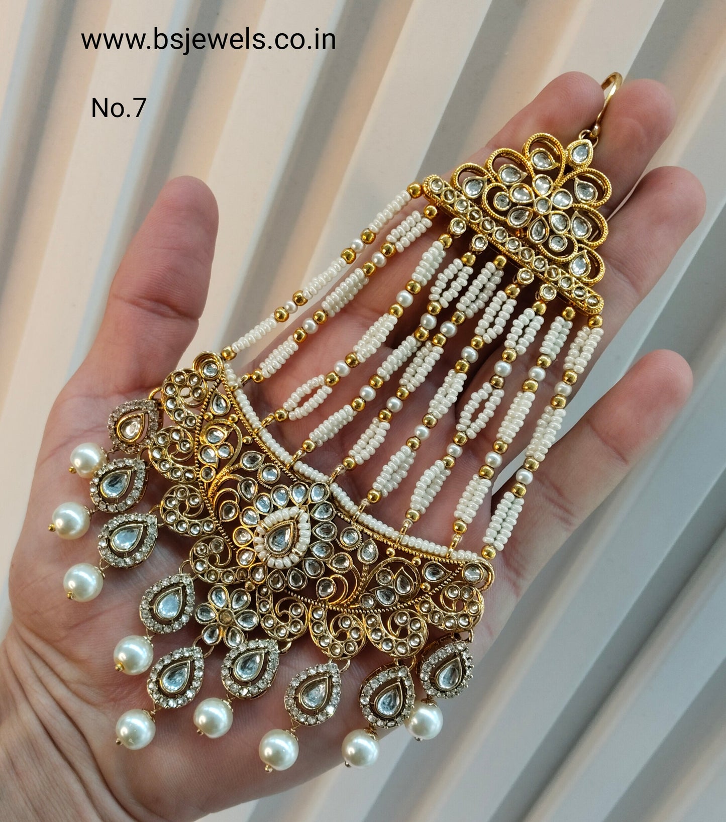 Kundan Jhumar Headpassa Bridal Passa/Pakistani side Headpiece