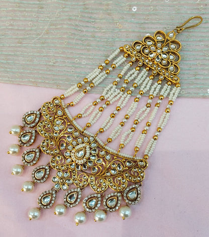 Kundan Jhumar Headpassa Bridal Passa/Pakistani side Headpiece