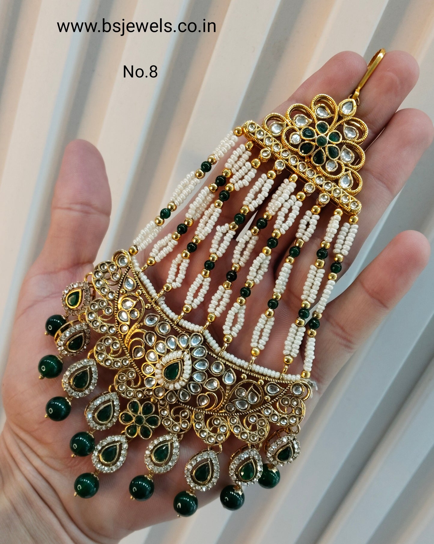 Kundan Jhumar Headpassa Bridal Passa/Pakistani side Headpiece