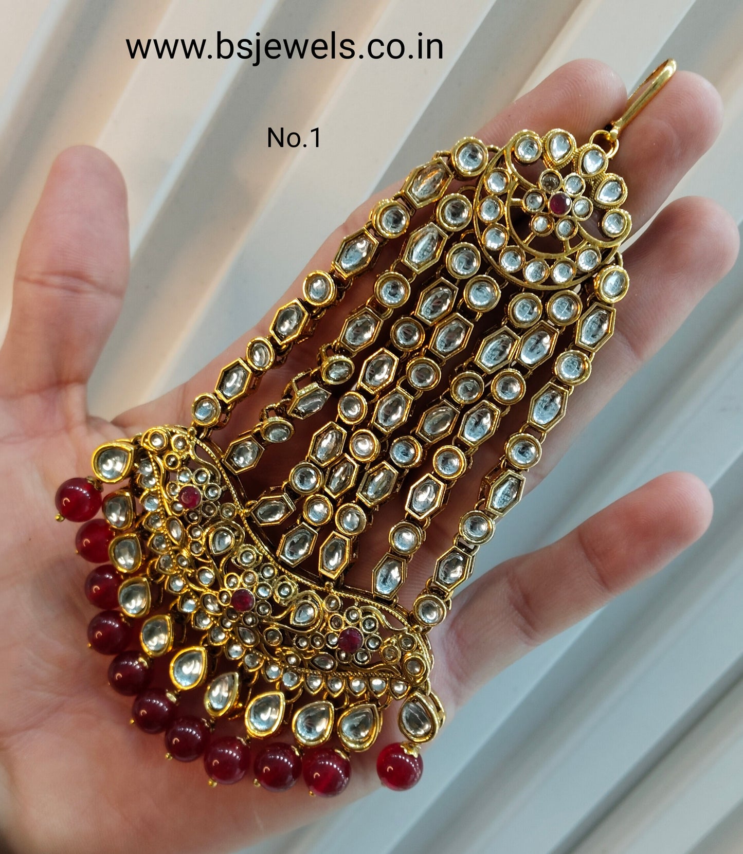 Kundan Jhumar Headpassa Bridal Passa/Pakistani side Headpiece