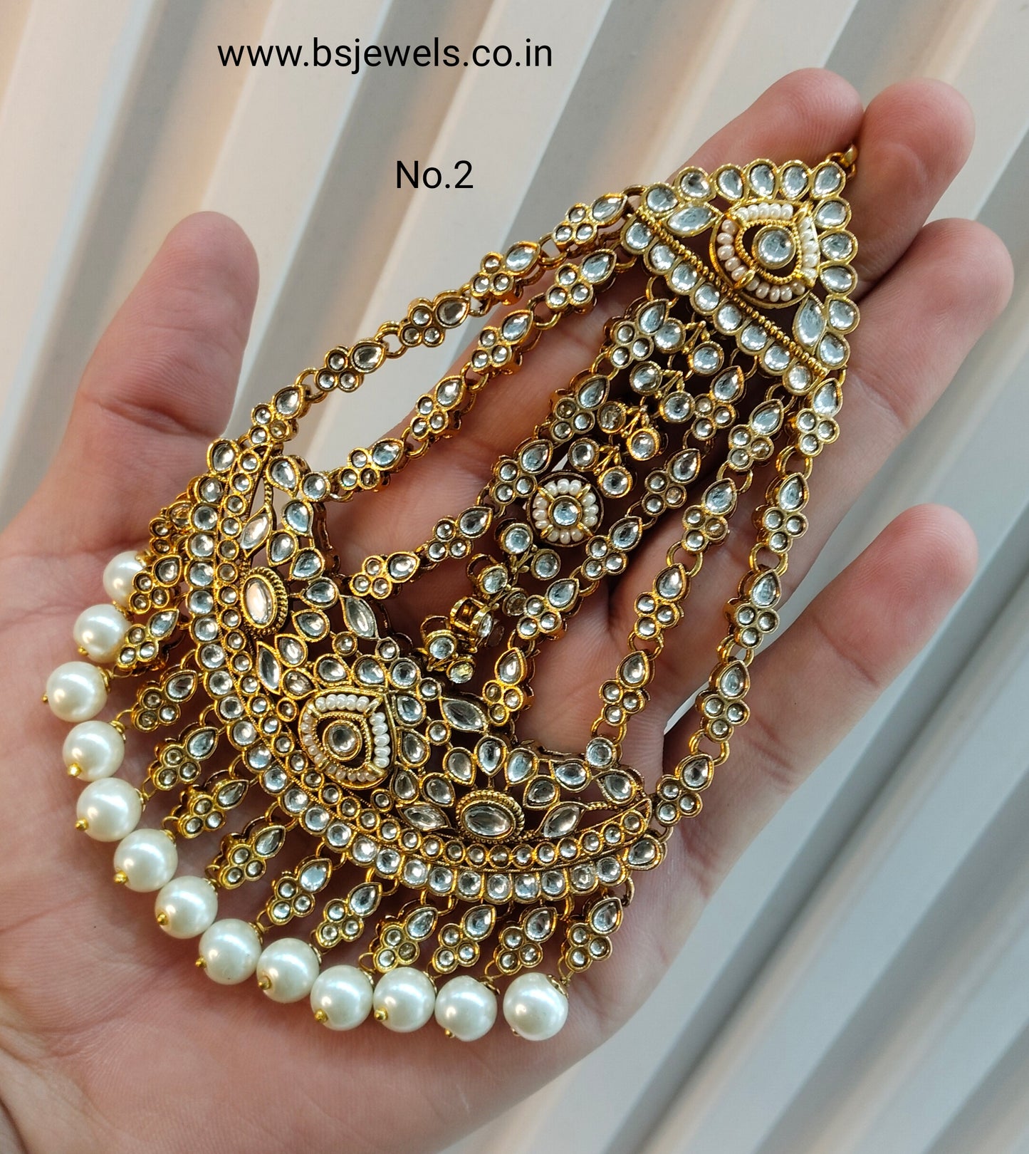 Kundan Jhumar Headpassa Bridal Passa/Pakistani side Headpiece