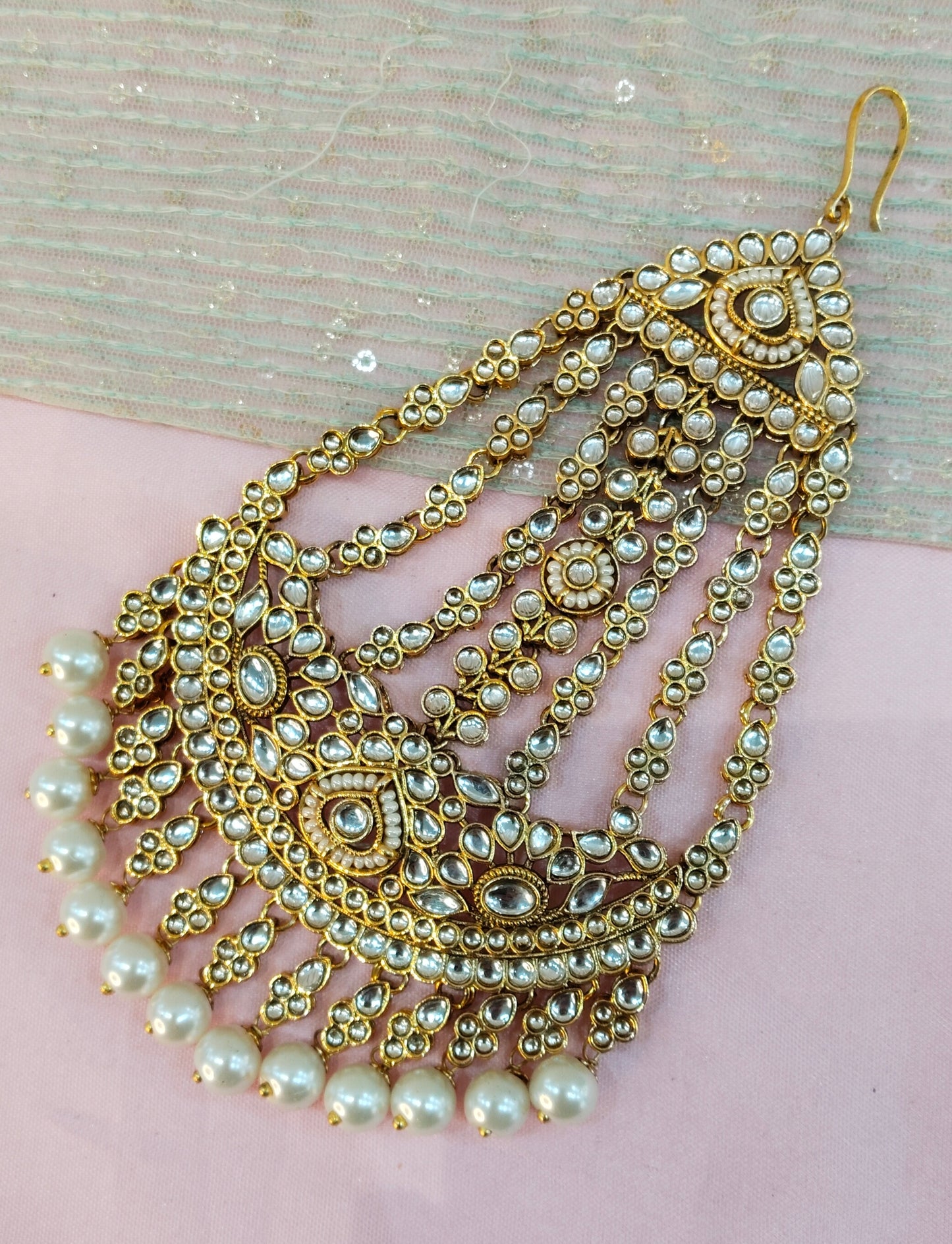 Kundan Jhumar Headpassa Bridal Passa/Pakistani side Headpiece