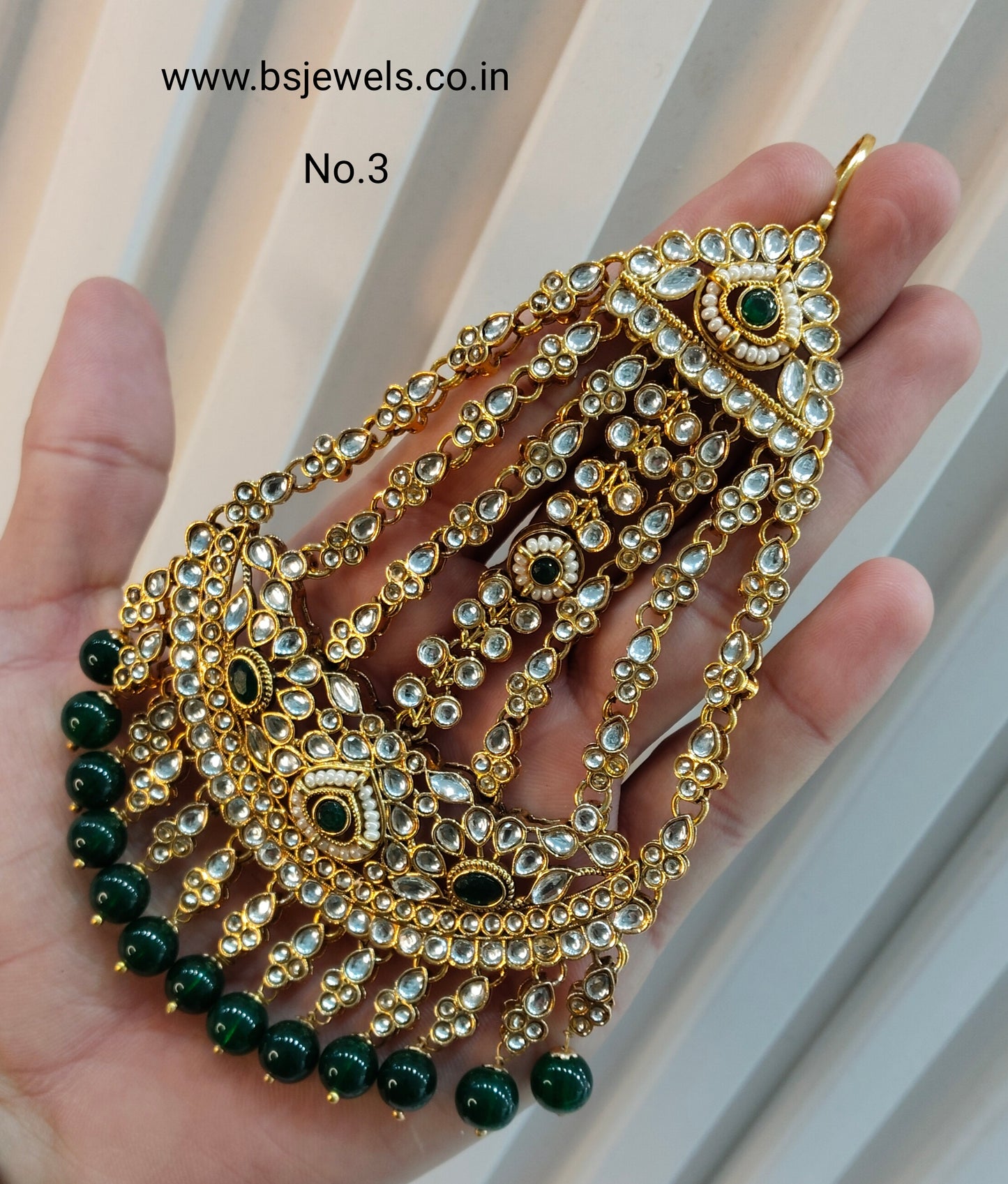 Kundan Jhumar Headpassa Bridal Passa/Pakistani side Headpiece