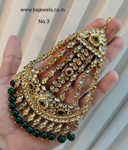 Kundan Jhumar Headpassa Bridal Passa/Pakistani side Headpiece
