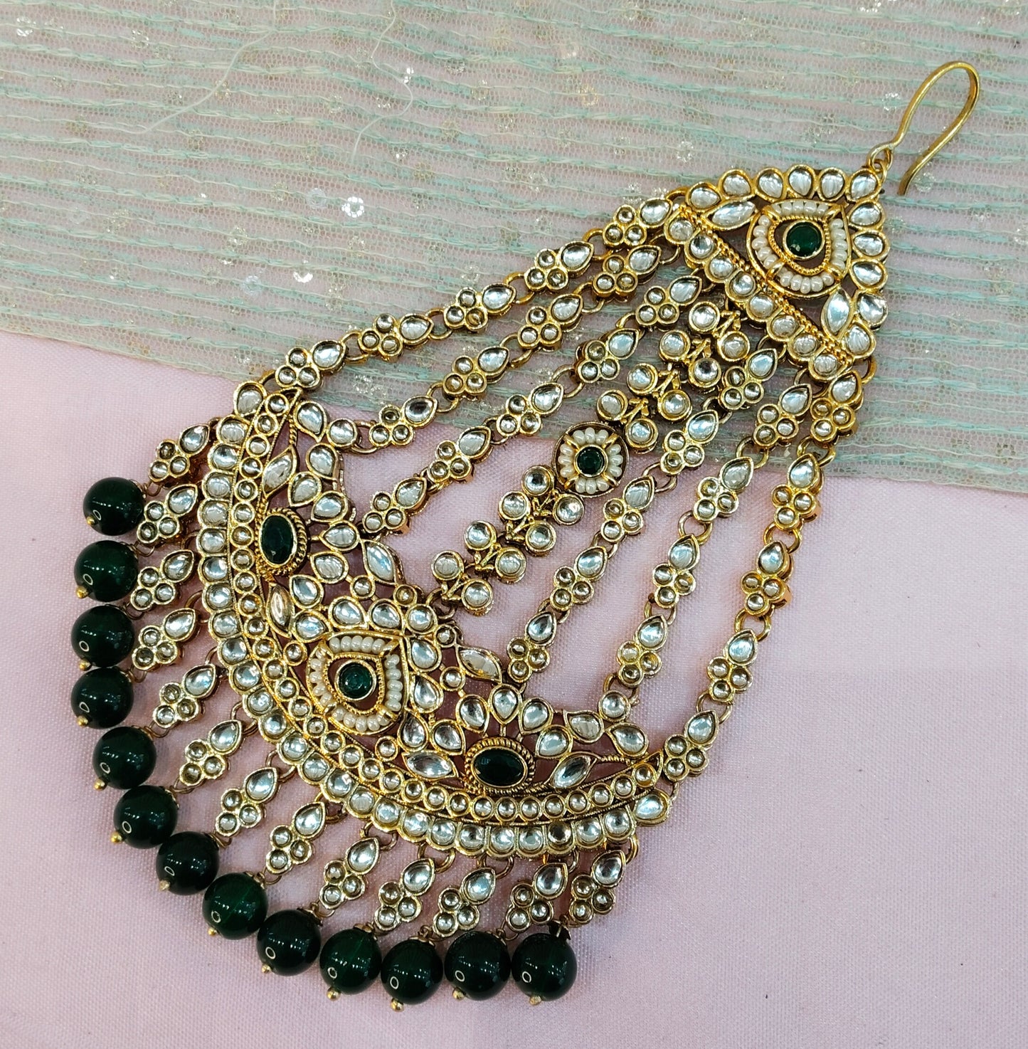 Kundan Jhumar Headpassa Bridal Passa/Pakistani side Headpiece