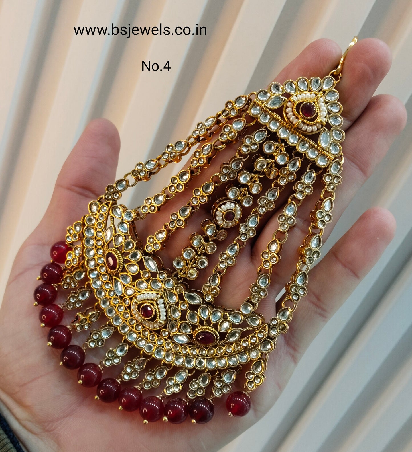 Kundan Jhumar Headpassa Bridal Passa/Pakistani side Headpiece