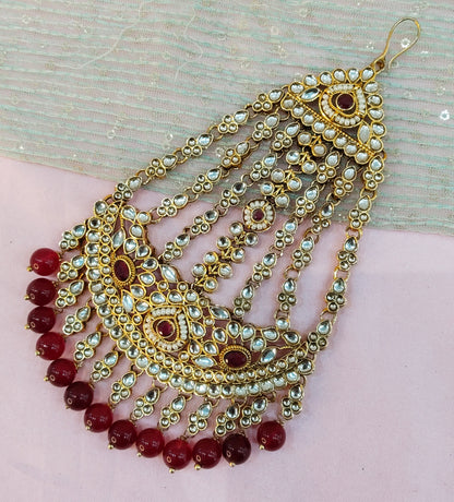 Kundan Jhumar Headpassa Bridal Passa/Pakistani side Headpiece