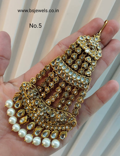 Kundan Jhumar Headpassa Bridal Passa/Pakistani side Headpiece