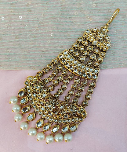 Kundan Jhumar Headpassa Bridal Passa/Pakistani side Headpiece