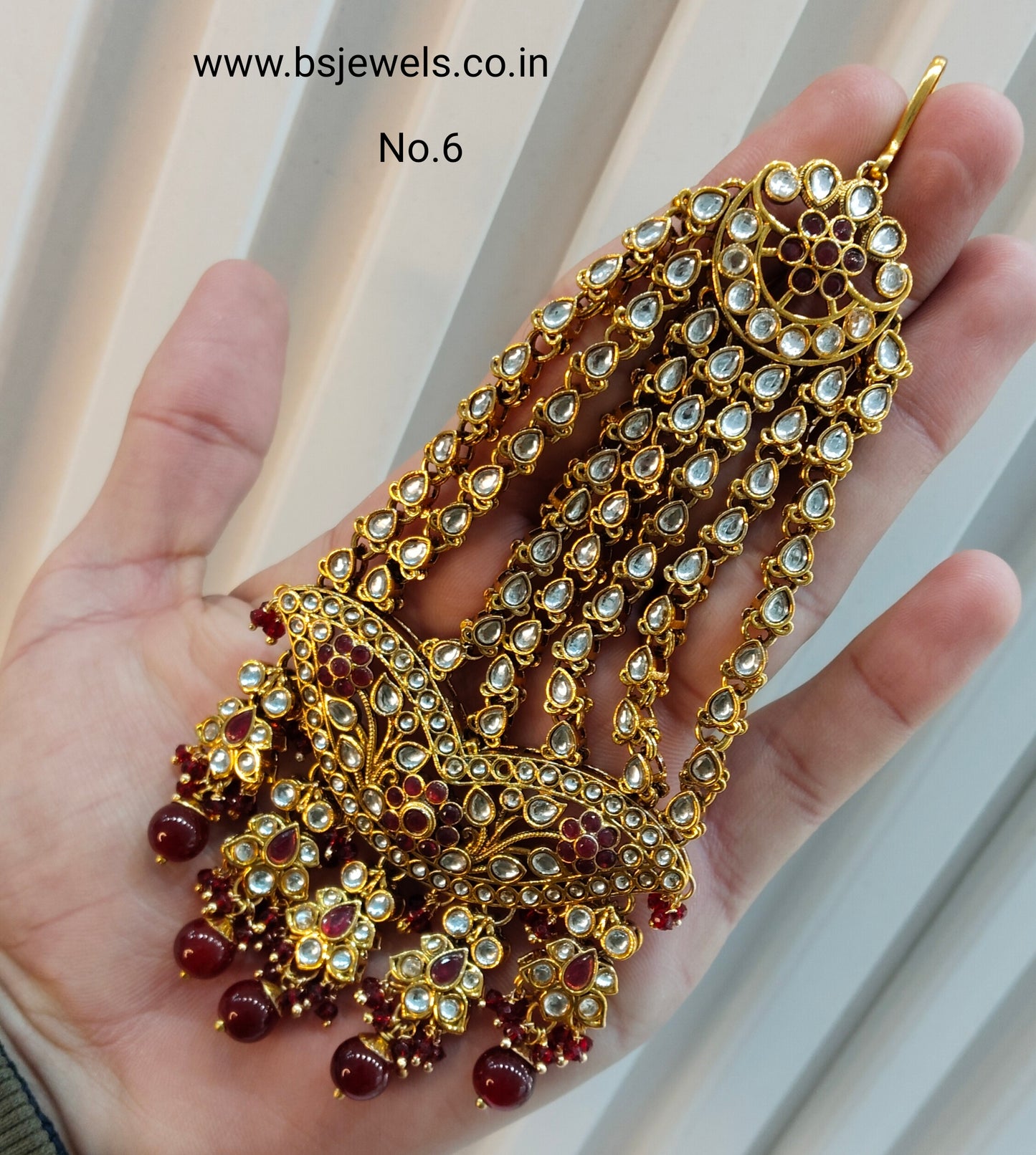 Kundan Jhumar Headpassa Bridal Passa/Pakistani side Headpiece