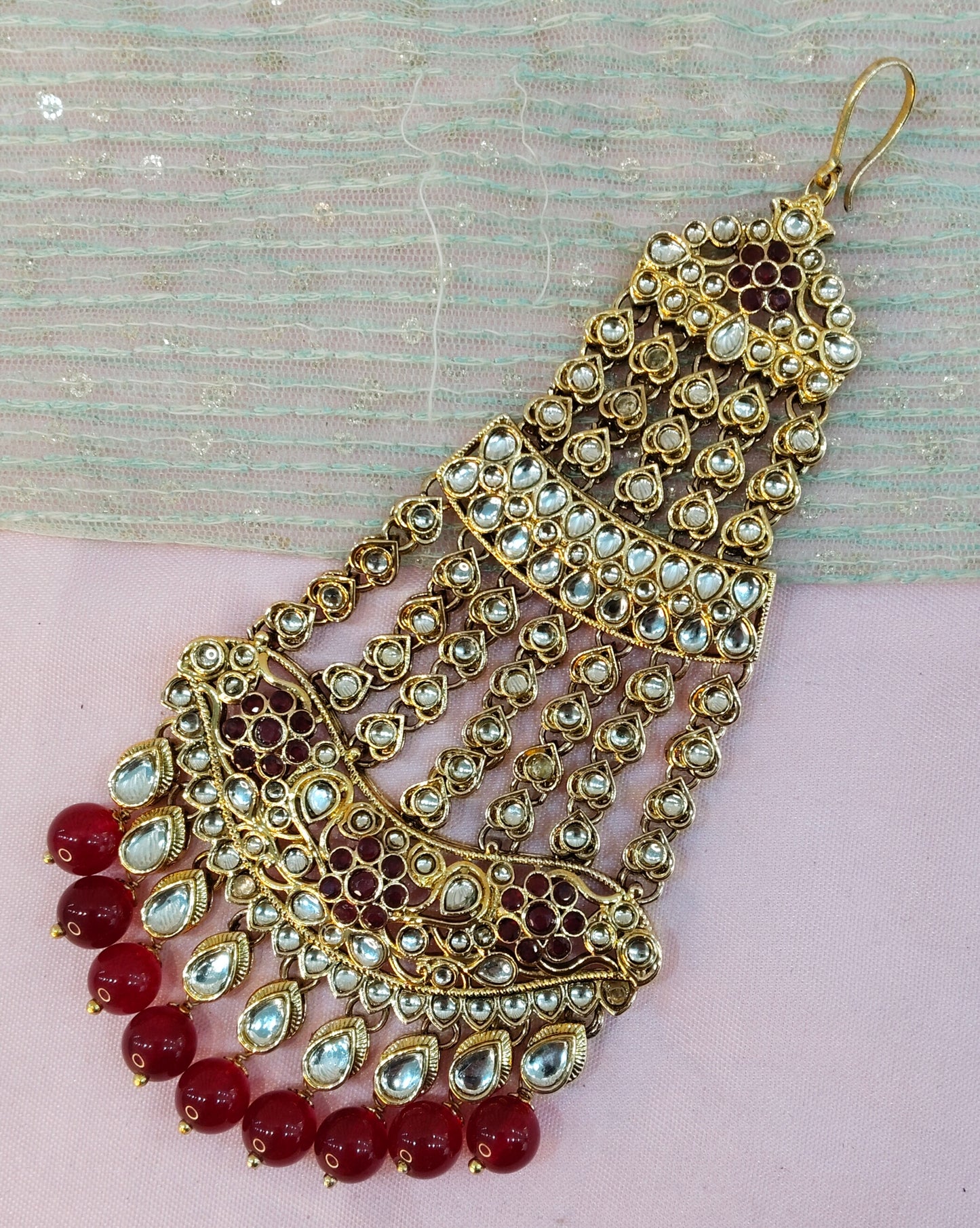 Kundan Jhumar Headpassa Bridal Passa/Pakistani side Headpiece