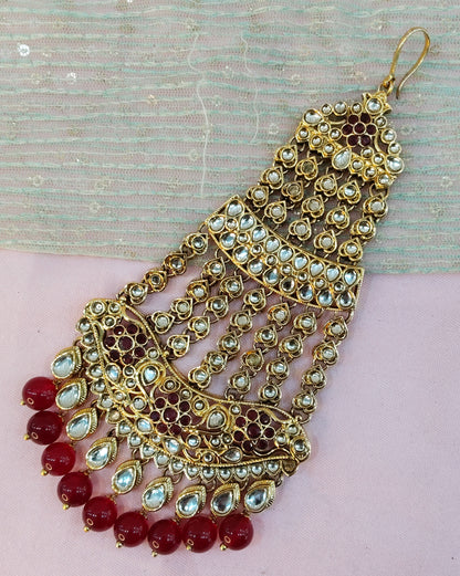 Kundan Jhumar Headpassa Bridal Passa/Pakistani side Headpiece