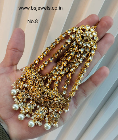 Kundan Jhumar Headpassa Bridal Passa/Pakistani side Headpiece