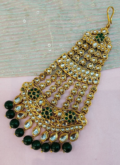 Kundan Jhumar Headpassa Bridal Passa/Pakistani side Headpiece