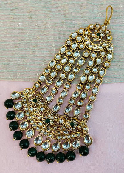 Kundan Jhumar Headpassa Bridal Passa/Pakistani side Headpiece