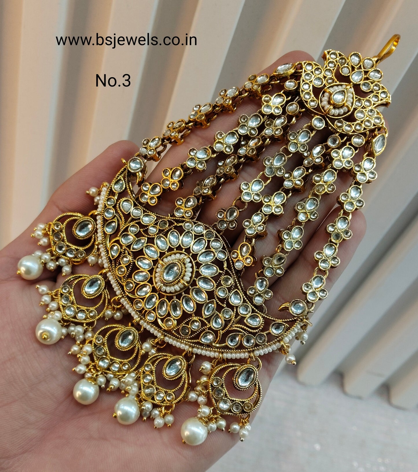 Kundan Jhumar Headpassa Bridal Passa/Pakistani side Headpiece