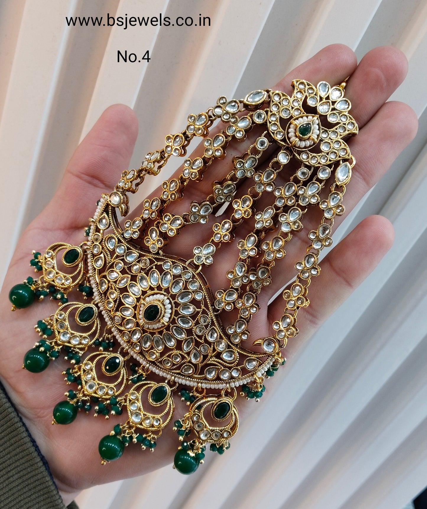 Kundan Jhumar Headpassa Bridal Passa/Pakistani side Headpiece