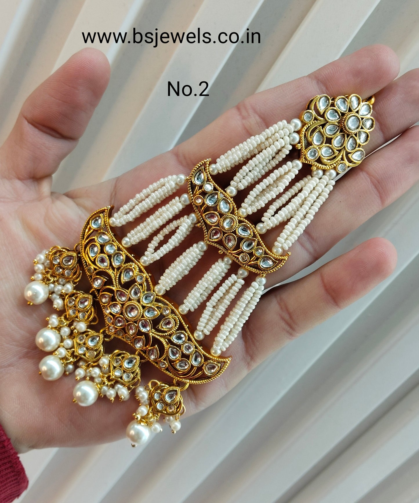 Kundan Jhumar Headpassa Bridal Passa/Pakistani side Headpiece