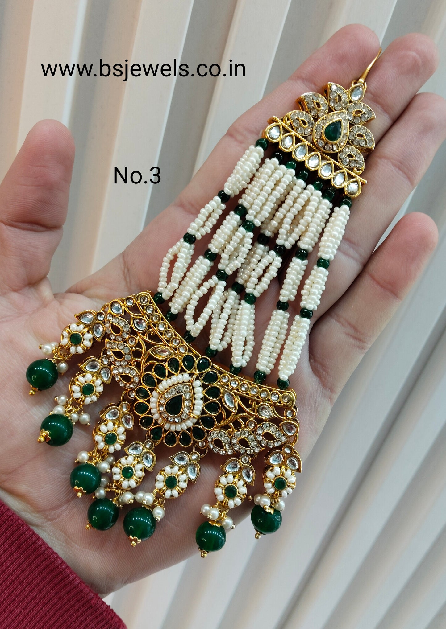 Kundan Jhumar Headpassa Bridal Passa/Pakistani side Headpiece