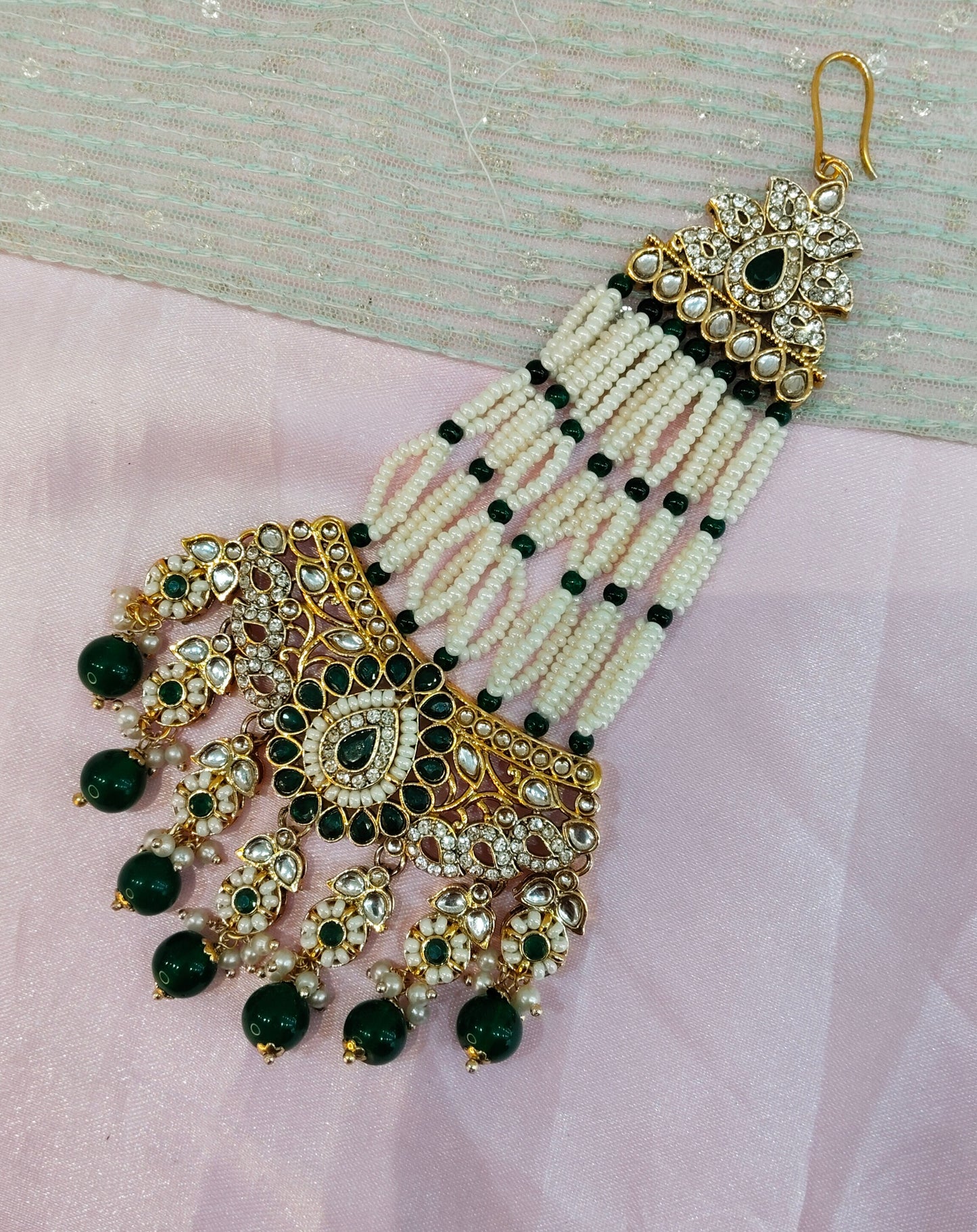 Kundan Jhumar Headpassa Bridal Passa/Pakistani side Headpiece