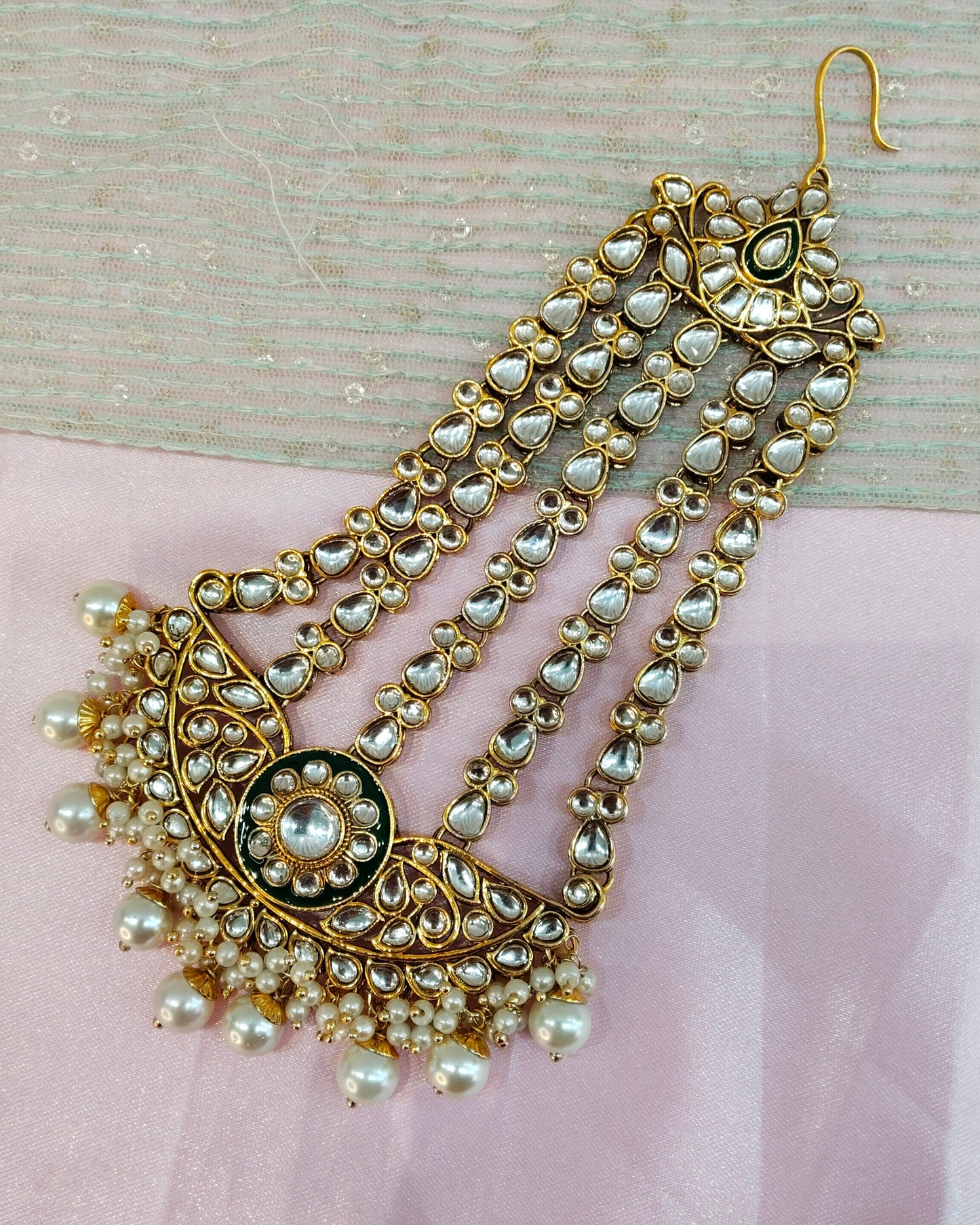 Kundan Jhumar Headpassa Bridal Passa/Pakistani side Headpiece