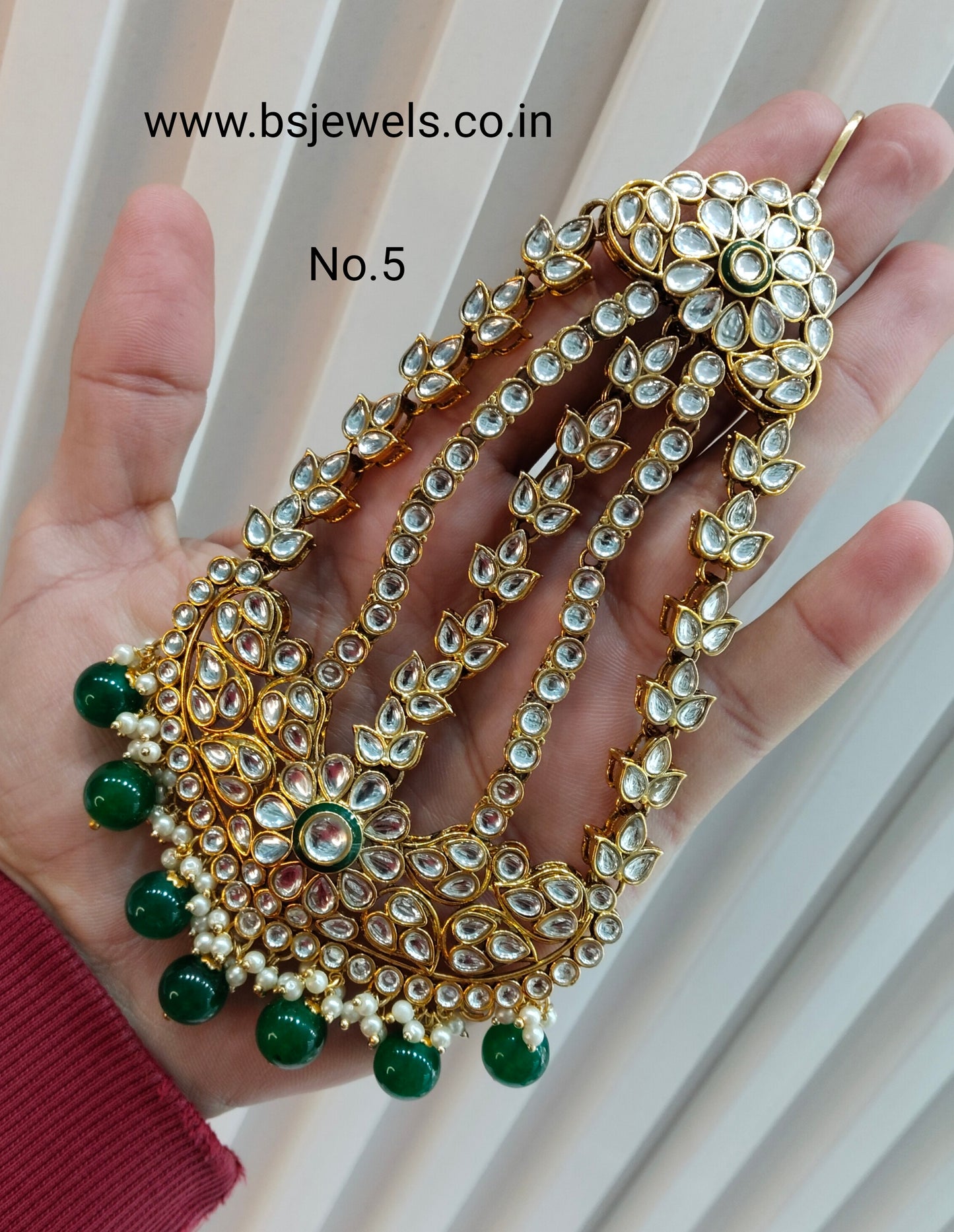 Kundan Jhumar Headpassa Bridal Passa/Pakistani side Headpiece