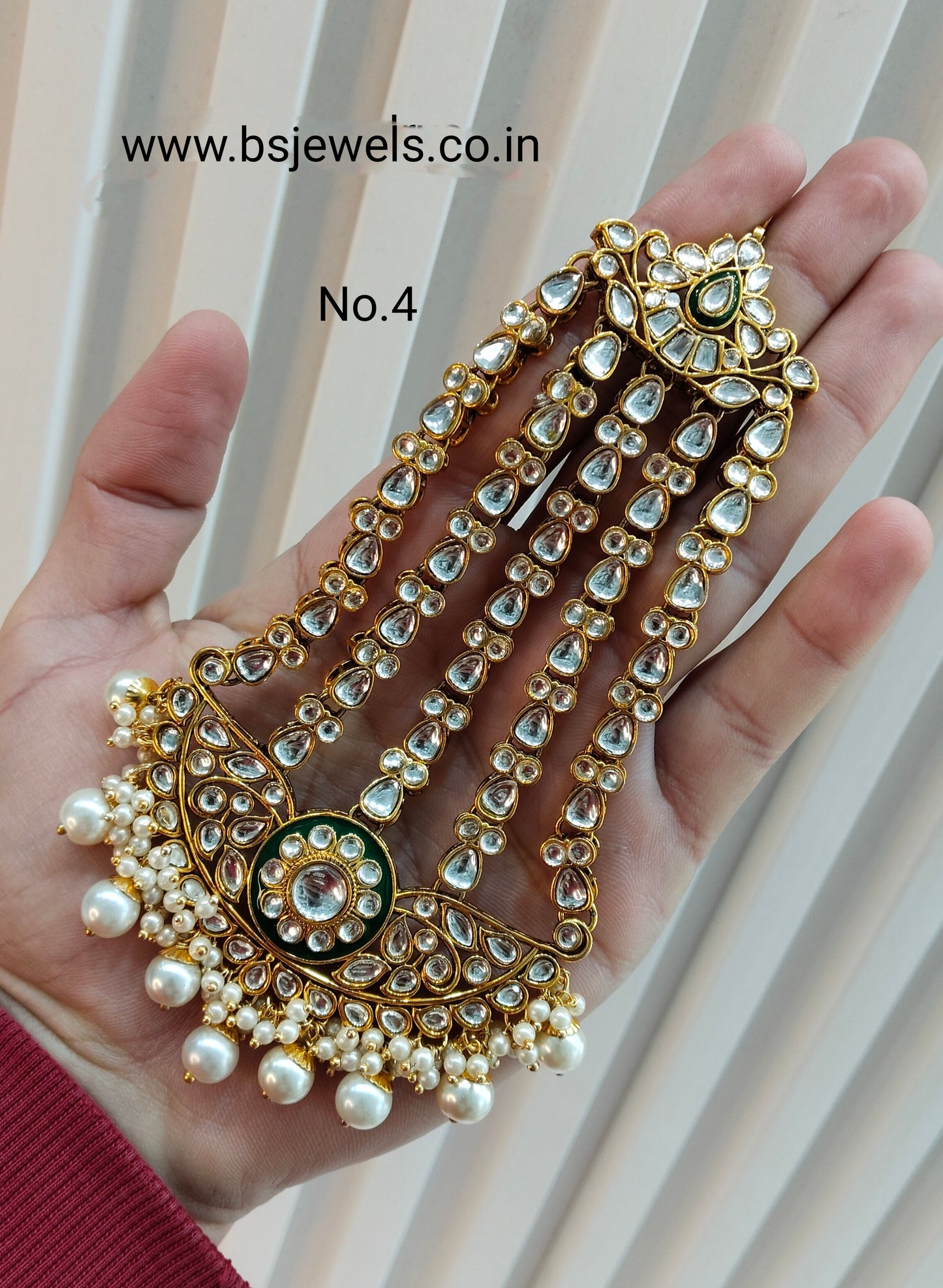 Kundan Jhumar Headpassa Bridal Passa/Pakistani side Headpiece