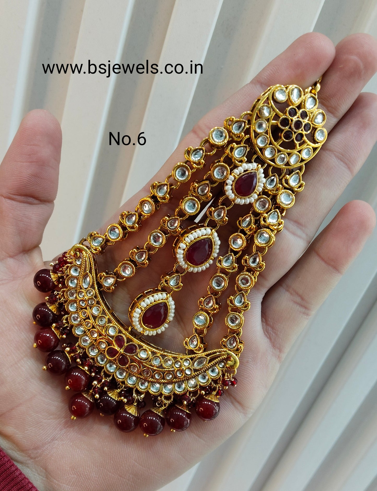 Kundan Jhumar Headpassa Bridal Passa/Pakistani side Headpiece