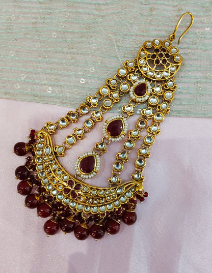 Kundan Jhumar Headpassa Bridal Passa/Pakistani side Headpiece