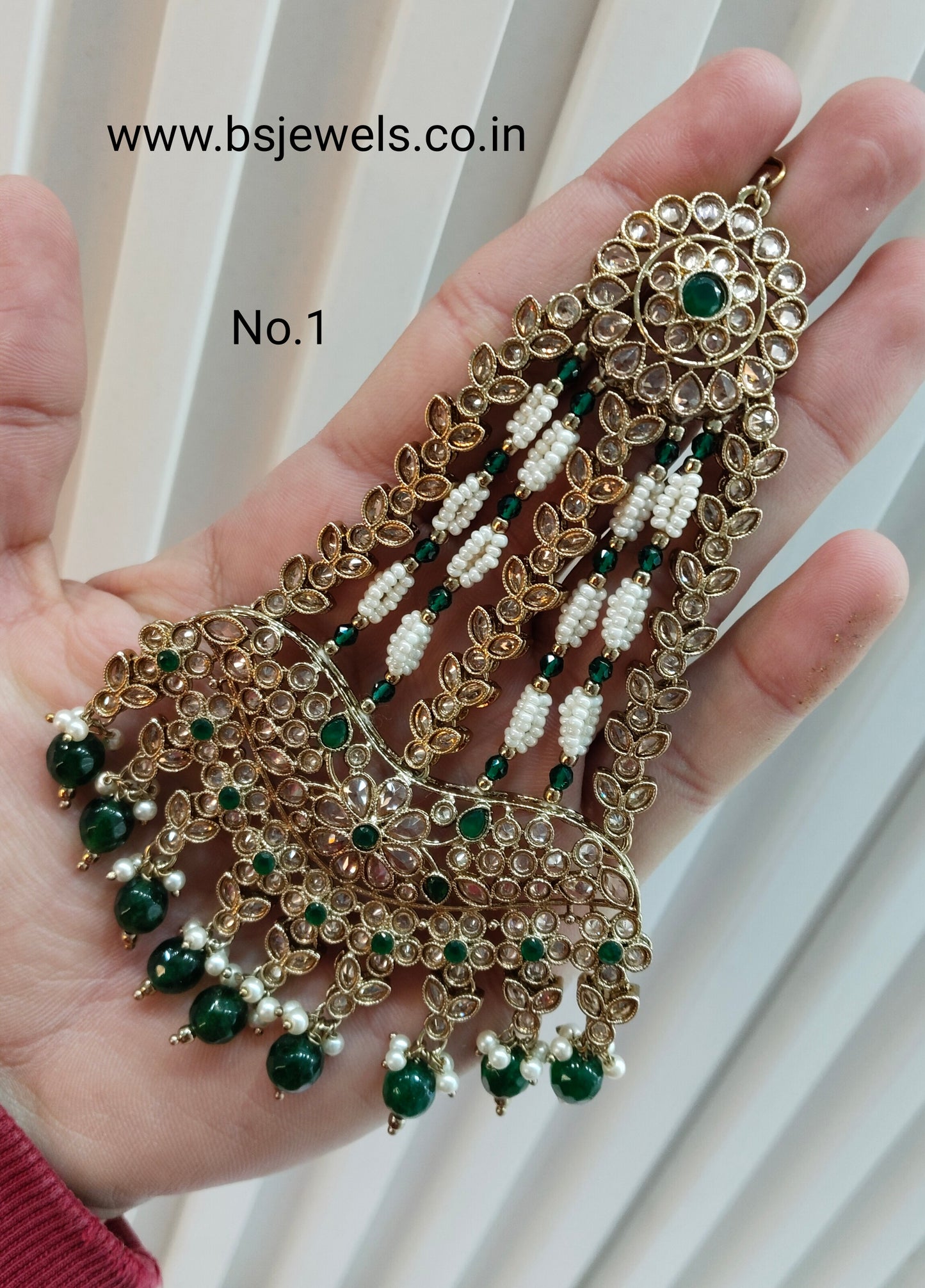 Champagne Stone Jhumar Headpassa Bridal Passa/Pakistani side Headpiece