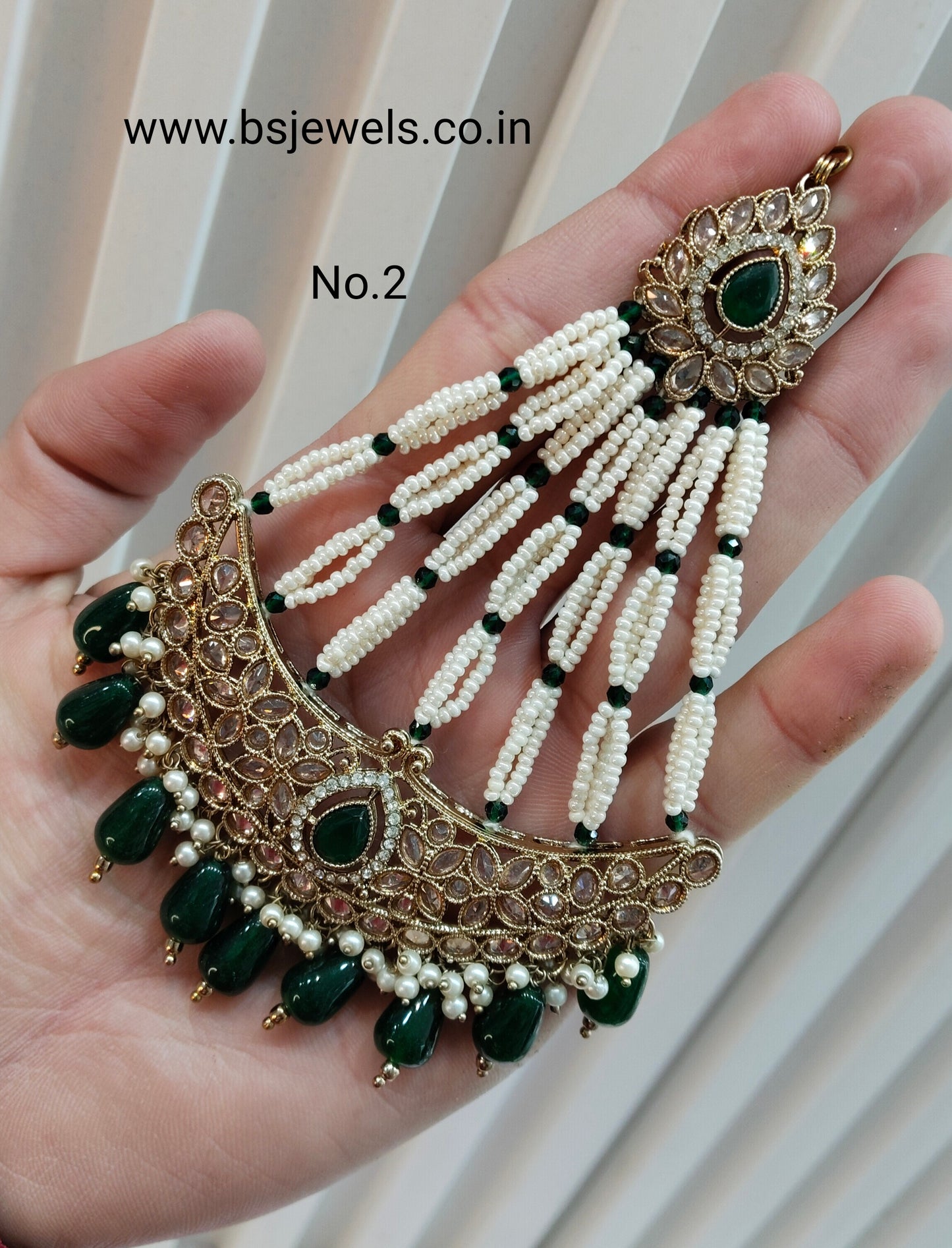 Champagne Stone Jhumar Headpassa Bridal Passa/Pakistani side Headpiece