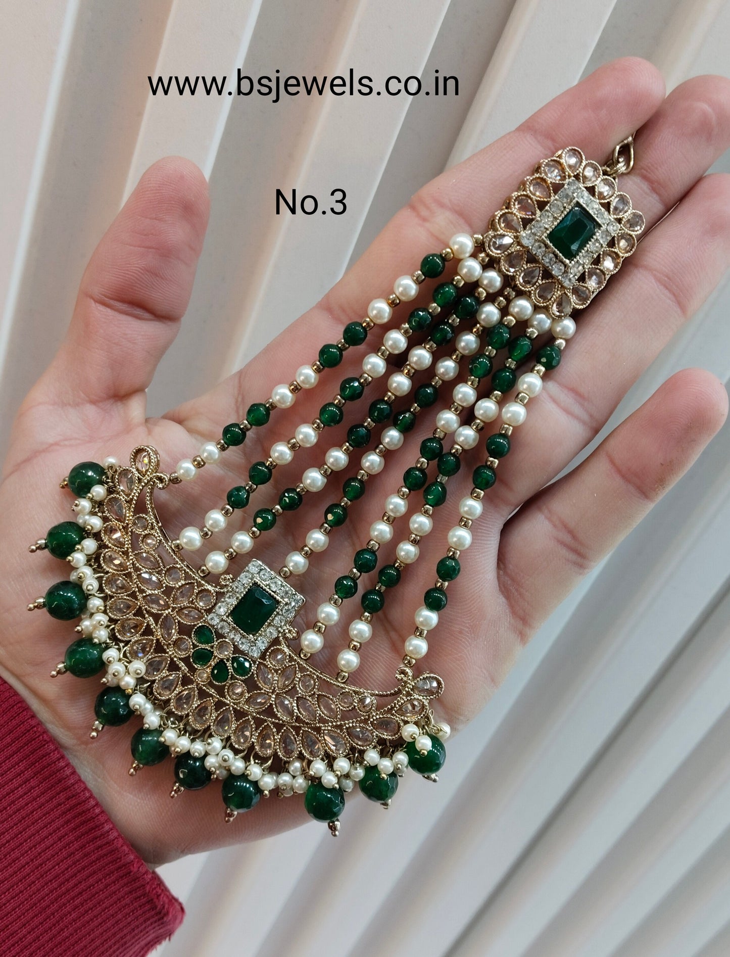 Champagne Stone Jhumar Headpassa Bridal Passa/Pakistani side Headpiece
