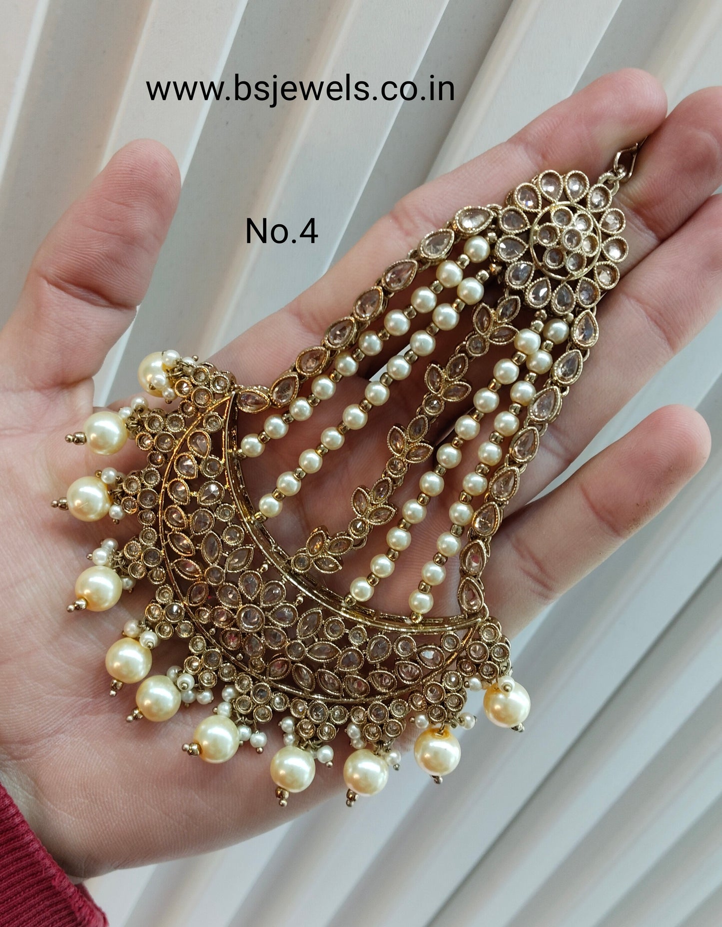 Champagne Stone Jhumar Headpassa Bridal Passa/Pakistani side Headpiece