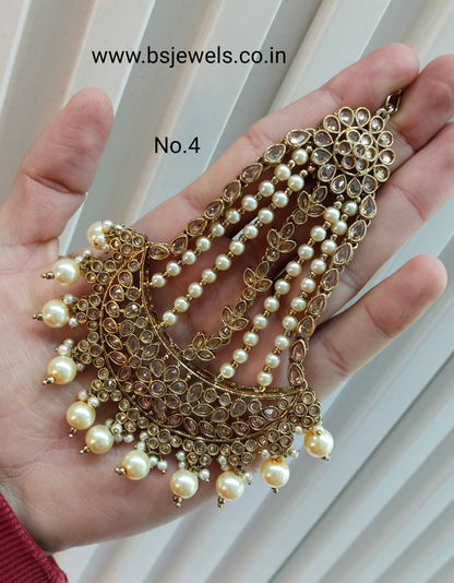 Champagne Stone Jhumar Headpassa Bridal Passa/Pakistani side Headpiece