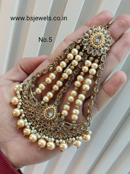 Champagne Stone Jhumar Headpassa Bridal Passa/Pakistani side Headpiece