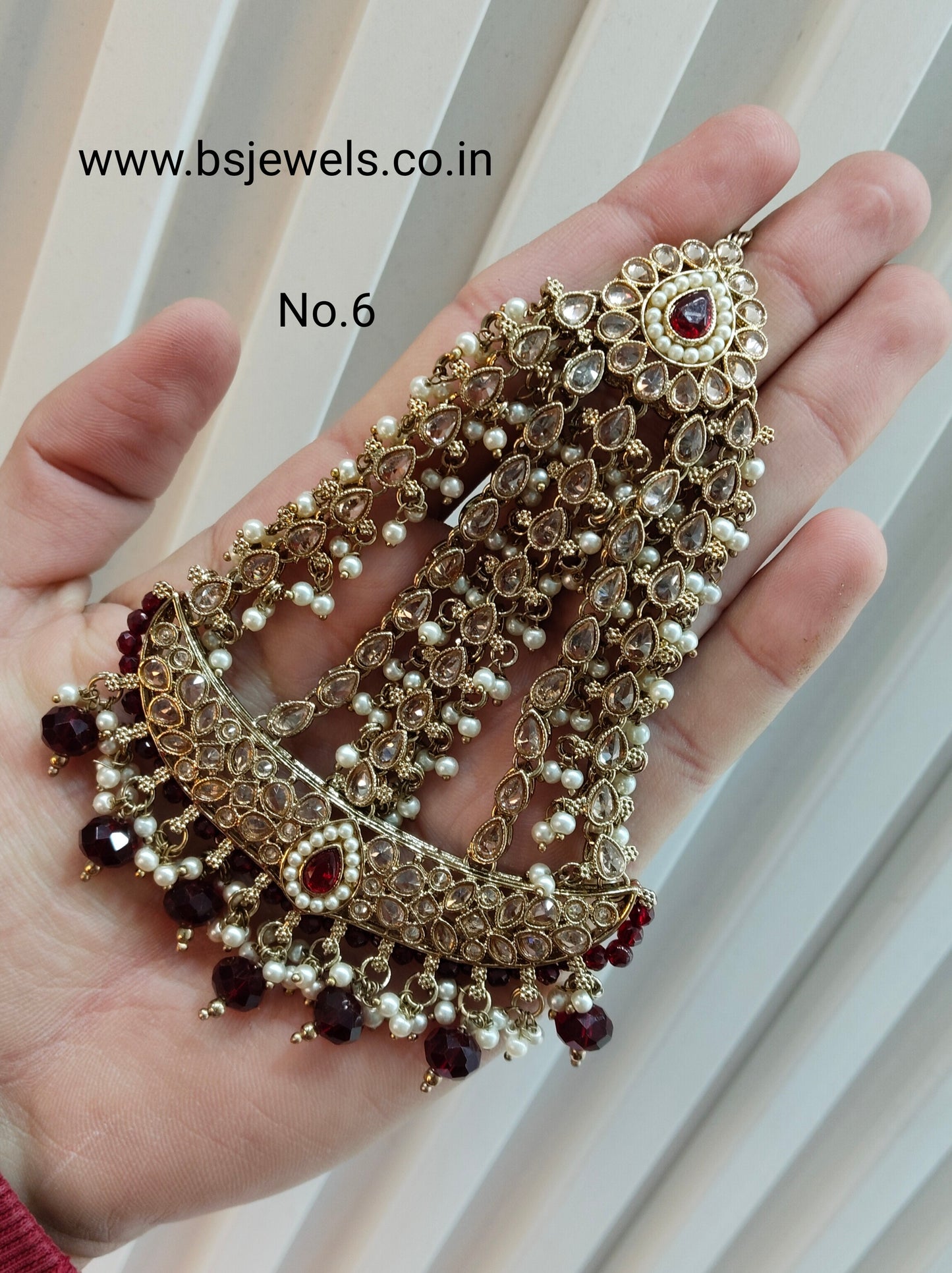Champagne Stone Jhumar Headpassa Bridal Passa/Pakistani side Headpiece