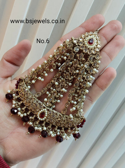 Champagne Stone Jhumar Headpassa Bridal Passa/Pakistani side Headpiece