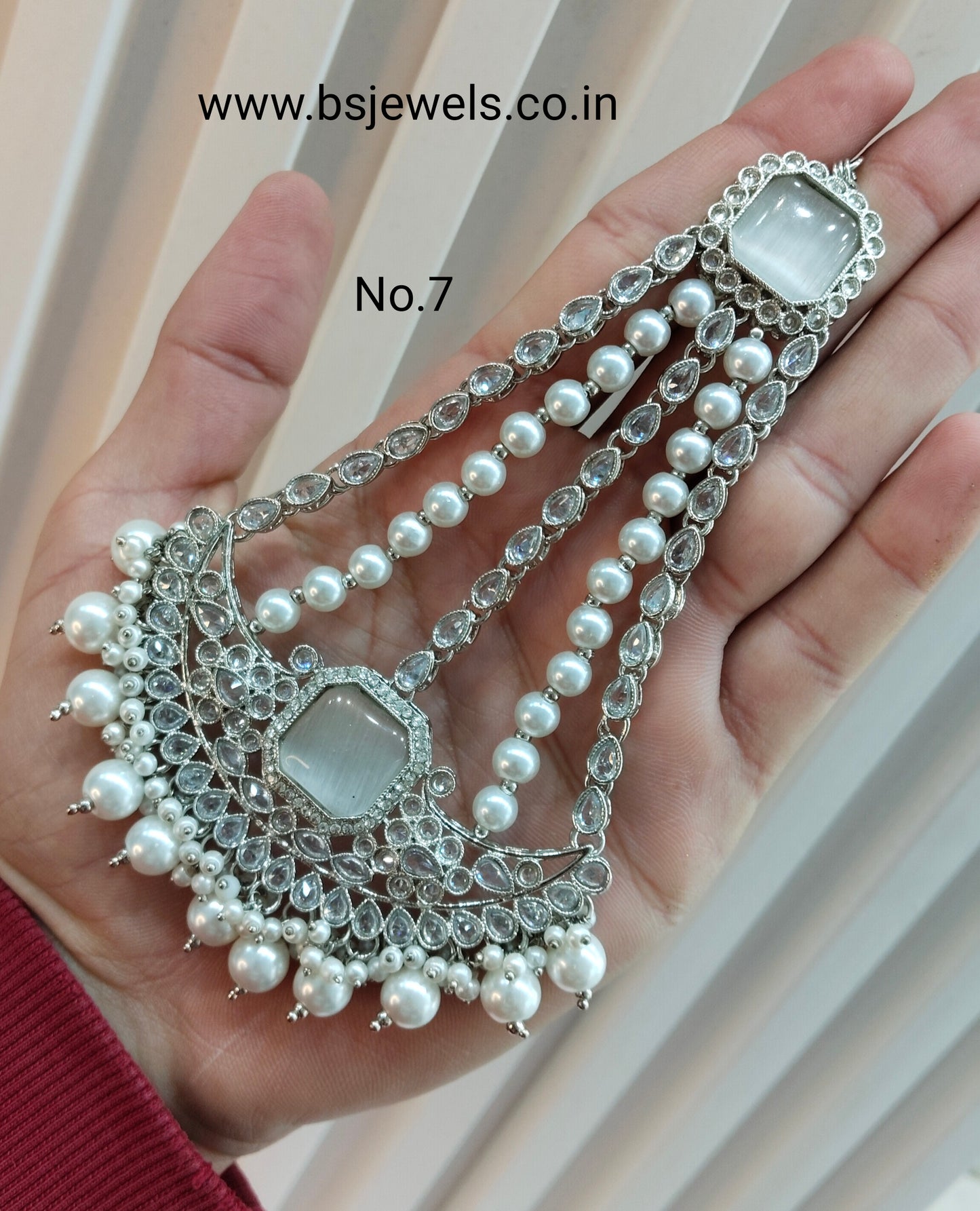 Champagne Stone Jhumar Headpassa Bridal Passa/Pakistani side Headpiece