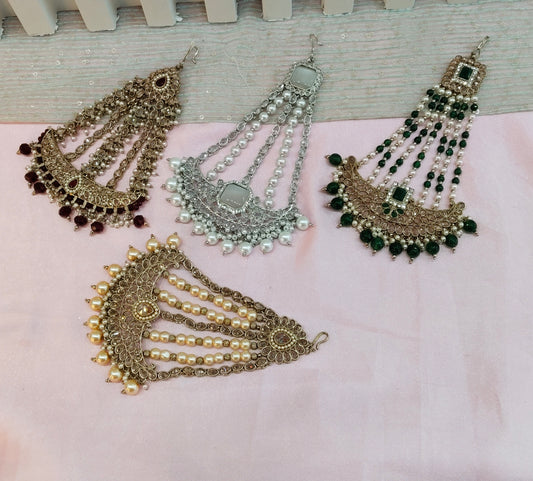 Champagne Stone Jhumar Headpassa Bridal Passa/Pakistani side Headpiece