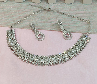 Silver White Necklace Set Ponting Jewellery