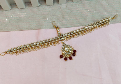 Kundan Headpiece Matha Patti Head piece sheesh fool/Bollywood Head Piece Tikka Hair chain