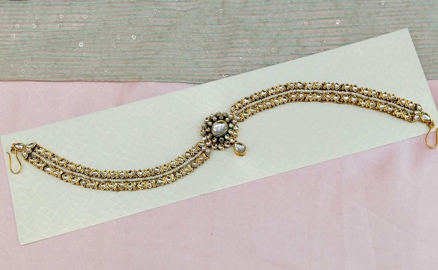 Kundan Headpiece Matha Patti Head piece sheesh fool/Bollywood Head Piece Tikka Hair chain