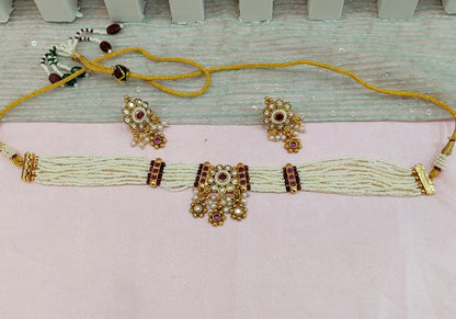 Ruby Gold Polki Kundan Choker Jewellery Jennet Set