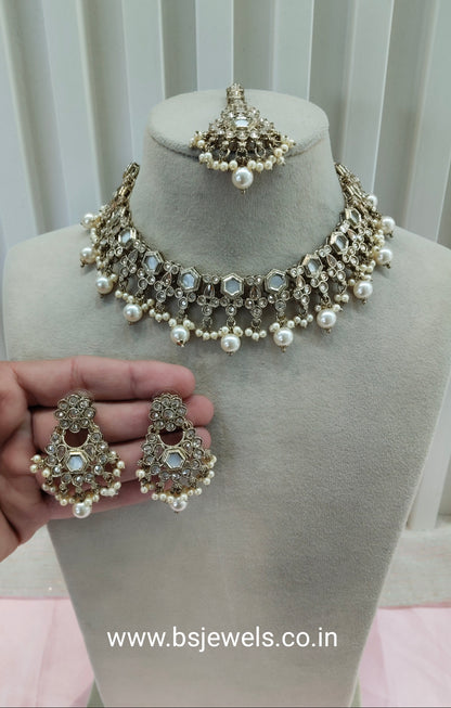 Antique Gold Necklace Jewellery Eshaan Set