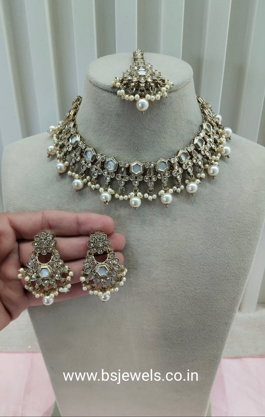 Antique Gold Necklace Jewellery Eshaan Set